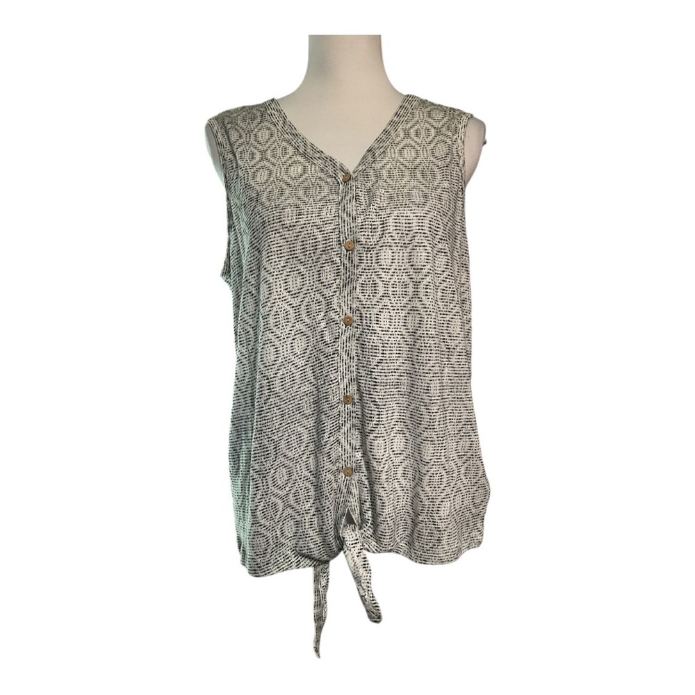 Artisan NY Black and White Linen Top Size L